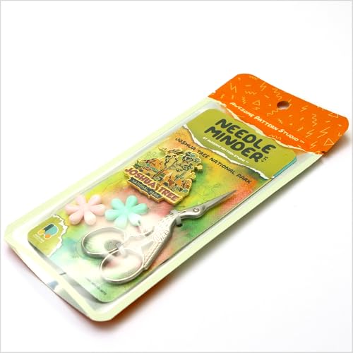 Awesome Pattern Studio Needle Minder Set - Joshua Tree Magnetic Needle Minder + 2 Needle Threaders + Crane Scissors. Enamel Pin for Cross Stitch, Embroidery and Craft - size: Joshua Tree Modern Design - SET #2