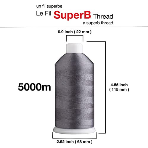 Superpunch SuperB Embroidery Thread 40wt, 5000 m Cone, Silver Gray 589 - color: Silver Gray 589, size: Pack of 1