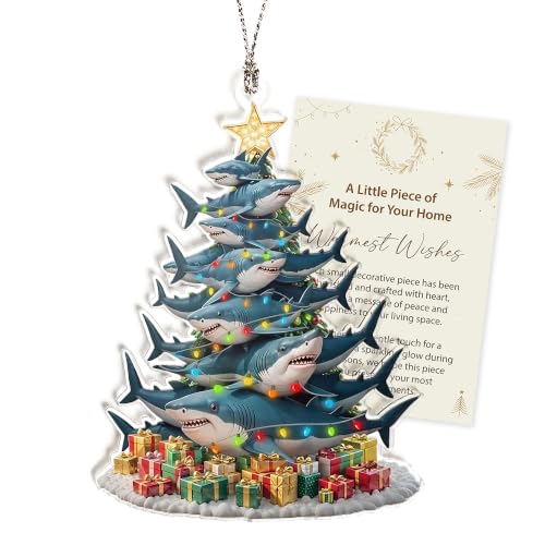 Shark Tree Funny Christmas Ornaments - color: Shark Tree