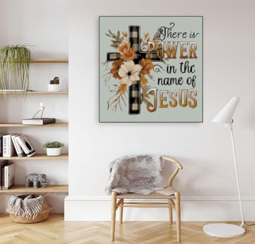 Religious Stamped Cross Stitch Kits -Needlepoint Counted Cross Stitch Kits for Beginners，Religious Cross Dimensions Cross Stitch Kits Embroidery Kit Arts and Crafts for Beginners 13.7x13.7 inch - color: D040