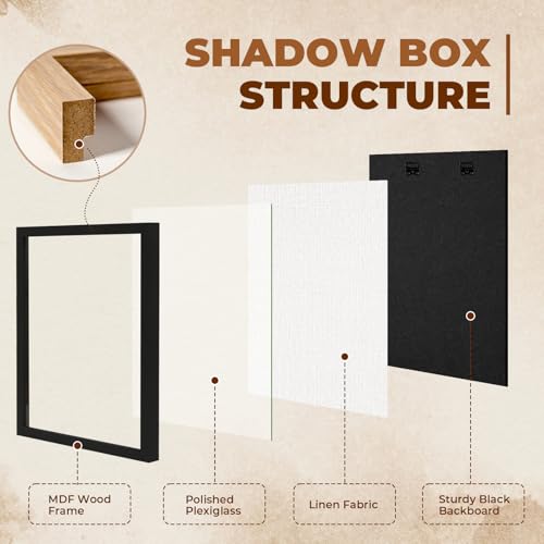 Muzilife 16x20 Large Shadow Box Wood Picture Frame, Tempered Glass, Black - color: Black, size: 16×20