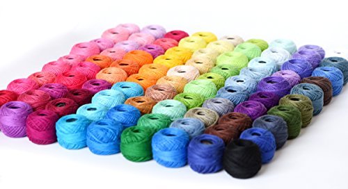 Crochet Thread Cotton Yarn Threads Balls 90 Balls Popular Rainbow Colors of Size 8 Le paon 95 Yards Balls 8550 Yards 100% Long Staple Cotton Mercerized Cotton