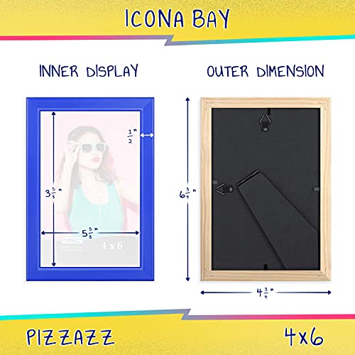 Icona Bay 4x6 Blue Picture Frame - Solid Wood, Pizzazz Collection - color: Blue, size: 4x6