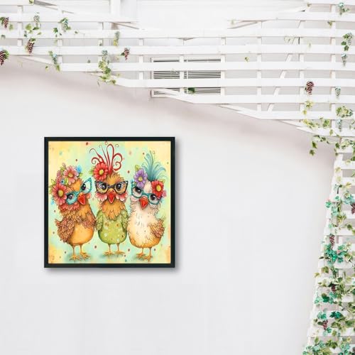 MBNTJHT Hen Chicken Stamped Cross Stitch Kits for Beginner,Cross Stitch Patterns Needlepoint Kits for Adults, Cross Stitch Supplies for Adults 14x14inch - color: X24101