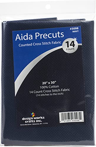 14 Count Aida Fabric Pre-Cut for Counted Cross Stitch - Navy