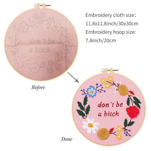 Nuberlic Funny Embroidery Kit for Beginners, Cross Stitch Kits - color: funny