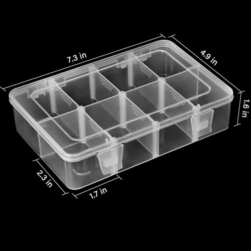 2 Pack 8 Grids Bead Organizer and Small Parts Storage Tackle Boxes