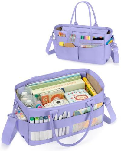 Marscamd Craft Organizer Tote Bag, Art Supply Caddy, Purple - color: Purple