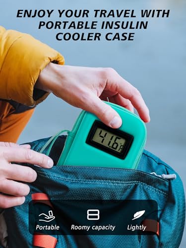 YOUSHARES Insulin Cooler Travel Case, Peptide Travel Case with Temp Display - color: 02 Green