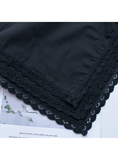 6 Pack of Ladies Embroidery Cotton Handkerchiefs Lace Wedding Hankies - color: A01-6pcs Black