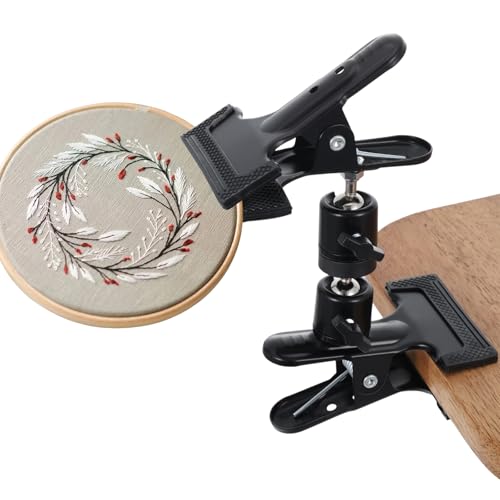 Adjustable Portable Metal Embroidery Hoop Stand Holder，Black Cross Stitch Hoop Holder with 360° Rotation Needlepoint Hoop Stand,Cross Stitch Stand Suitable for Embroidery Hoops