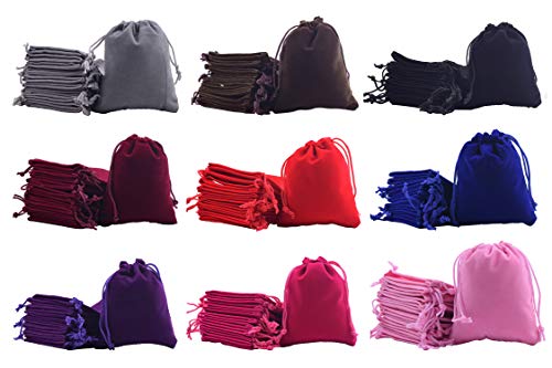 Sansam 45pcs Small Mixed Drawstrings Velvet Gift Bags Jewelry Pouches for Wedding Favors, Candy Bags, Party Favors, 2.0''x2.8'' - color: Mixed, size: 1 Count (Pack of 45)