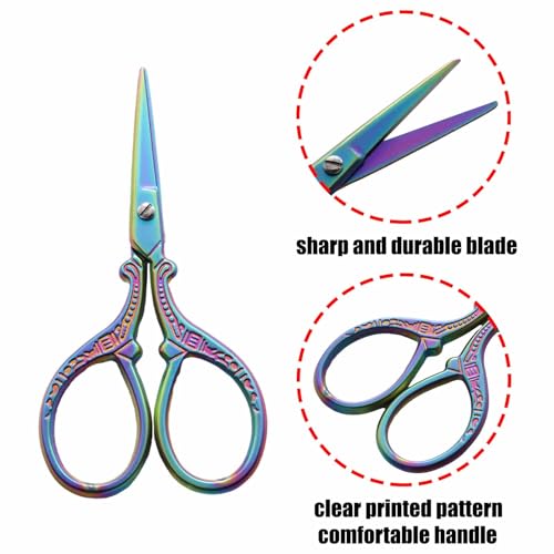 Rainbow Embroidery Scissors Mini Sewing Scissors Leather Cover - color: Rainbow