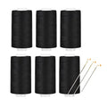 All Purpose Thread Polyester 6 Black, 400 Yards Each with 16 Needles for Hand Sewing, and Thread for Quilting Piecing Sewing Machines - color: 6 Black