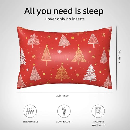 Satin Pillowcase for Hair and Skin White and Gold Xmas Tree Super Soft and Cooling Similar to Silk Pillow Case 1 Pack with Hidden Zipper Silky Soft Zippered Satin Pillowcase20 x30 - color: White and Gold Xmas Tree