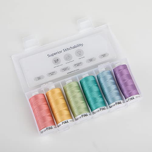 Superior Threads PIMA 50 wt Cotton Sewing Thread Set 1200 Yard Spool 6-Pack (Pastels) - color: Pastels