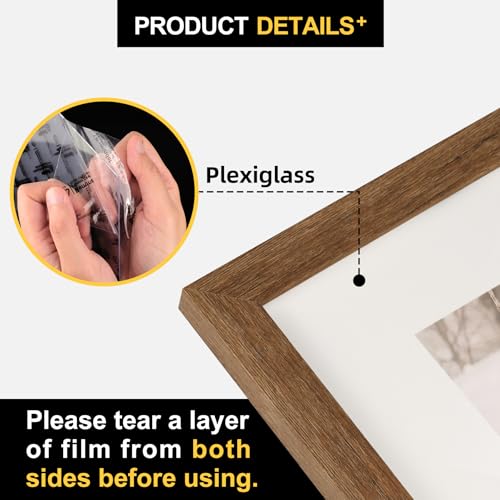 TOFOREVO 10x10 Picture Frames with 8x8 Mat Set of 2, Rustic Brown - color: Rustic Wood, size: 10x10