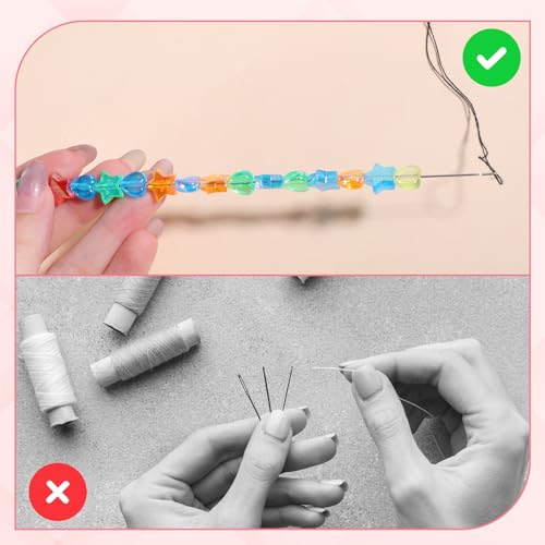 6 Pcs Beading Needles for Jewelry Making, 6 Thickness Styles Bead Spinner Needles Long Straight Beading Thread Needle Needle-Free Beadings Supplies for Beaded Bracelets (0.4/0.5/0.6/0.7/0.8/0.9 m)