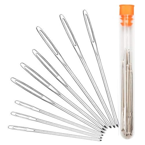 Large-Eye Blunt Needles, Hekisn Stainless Steel Yarn Knitting Needles, Sewing Needles, Crafting Knitting Weaving Stringing Needles,Perfect for Finishing Off Crochet Projects (9 Pcs) - size: 9 Pieces