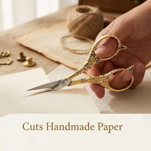 BIHRTC Vintage European Style Scissors Stainless Steel for Cross Stitch - color: Gold, size: 4.5 IN