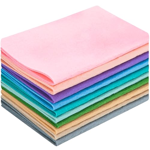 10 Sheets Felt Fabric for Crafts, 8x20 Inch 1.4mm Thick (Pastel) - color: Pastel