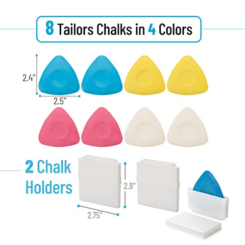 Mr. Pen- Tailors Chalk, 8pcs Tailor Chalk with 2 Holders Set, Washable - size: B. 8 Tailors Chalks + 2 Holders