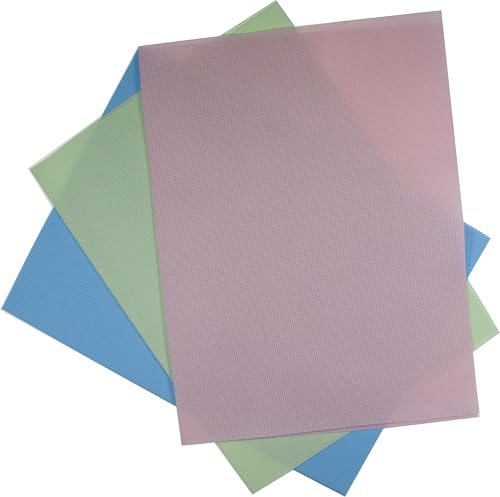 KCS 3 pc of 12" x 18"(30cmx45cm) 18CT Counted Cotton Aida Cloth Cross Stitch Fabric (Light Blue+Pink+Light Green) - color: Light Blue+pink+light Green