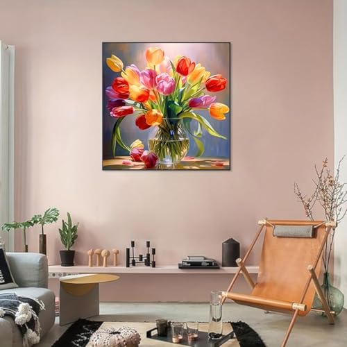 Flowers Cross Stitch Kits for Beginners Adults,Patterns Dimensions Needlepoint Art Crafts,Counted Cross Stitch Kits Embroidery Kits for Beginners Adults for Home Decor 13.8X13.8inch - color: Cross Stitch-1014-1