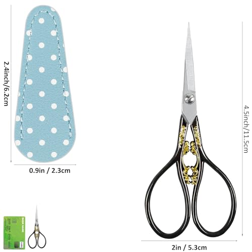 4.5 Inch Small Vintage Style Craft Scissors Sewing Embroidery Yarn Cutting with Cover Sharp Stainless Steel DIY Womens Handicraft Tool - size: 4.5 Inch, style: Style CC1213