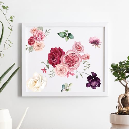 Joeyan Rose Bouquets Rub On Transfers for Furniture and Crafts 12''x18'' - style: Pink Dream