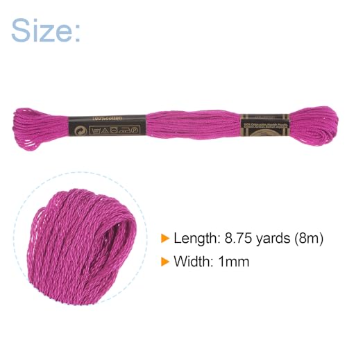 HARFINGTON 12 Skeins Embroidery Floss 8m Each Egyptian Long Fiber Cotton Cross Stitch Thread 26S/2x6 for Embroidery Projects Bracelet, Fuchsia - color: Fuchsia