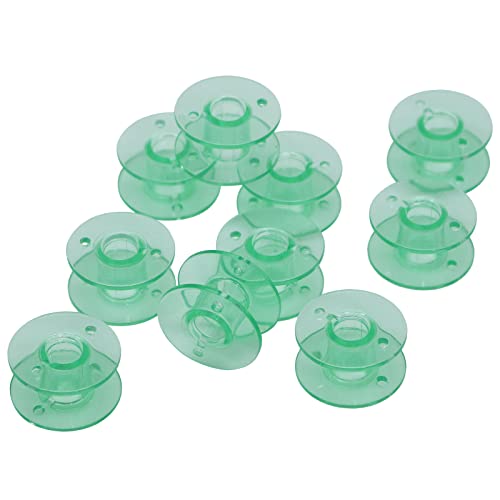 YEQIN 10 pcs Green Class 15 (A Size) Plastic Bobbins #X52800150 for Brother Babylock Singer Juki Sewing Machines - color: Green