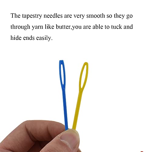Hahiyo Colorful Yarn Darning Tapestry Sewing Needles Safety Weave Crochet No Poke Big Eye Smooth Get Yarn in Bright Visible Easy Find Close Off Ends Not Snag Not Leave Big Hole Fade Plastic 2 Sizes - size: Colorful-2.76 "/3.54 "-40Pieces