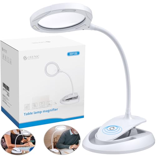eSynic Desktop Magnifying Glass with 15 LED Lights-800mAh Rechargeable