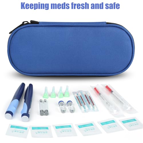 CDBXPRG Insulin Pen Cooler Travel Case, 2 TSA Approved Ice Packs Blue - color: Blue