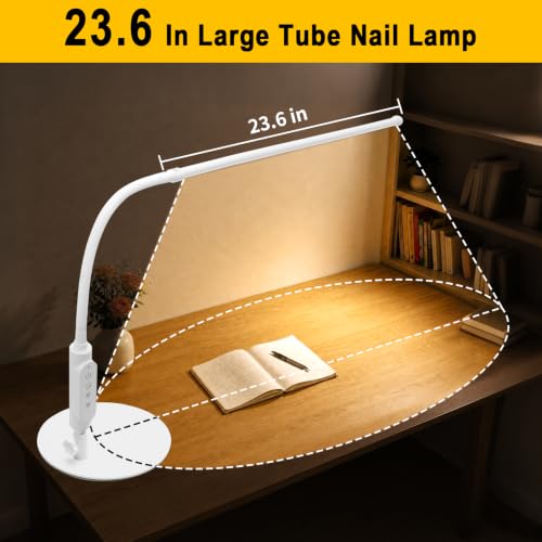 CGBE LED Desk Lamp, 23.6" Nail Light for Desk with Adjustable Gooseneck - color: White-Table