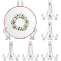 LonlyEagle 6 Pack 8 Inch Clear Plastic Easels or Stand/Plate Holders to Display Pictures or Other Items at Weddings, Plate Stands for Home Decoration, Birthdays, Tables - size: 8 inch