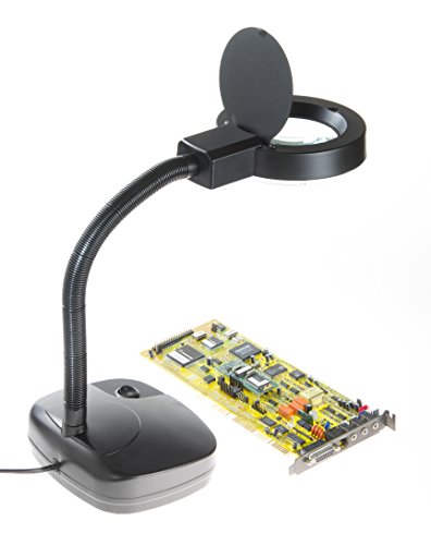 SE - 3.5X Magnification Table Lamp with Fluorescent Light - Flexible Gooseneck, Heavy Base, Cool White Lighting - Ideal for Craftsmen, Jewelers, Hobbyists - 12" Adjustable Neck, 110V-120V -MC353B - style: MC353B