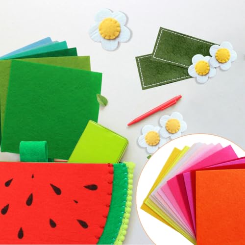 40 Pcs Felt Fabric Sheet, 6"x6" Assorted Color Felt Fabric Sheets