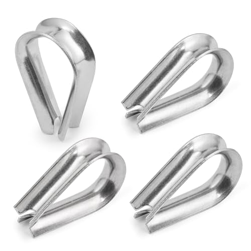 M6 Wire Rope Thimble, 304 Stainless Steel Thimble for 7/32-1/4 Inch Diameter Wire Rope, 4 Pieces - size: M6