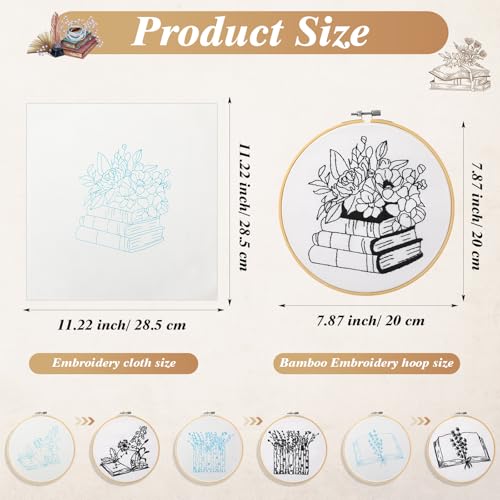 Unittype 4 Set 8'' Book Flower Embroidery Kits for Beginner Adult, Stylish - style: Stylish