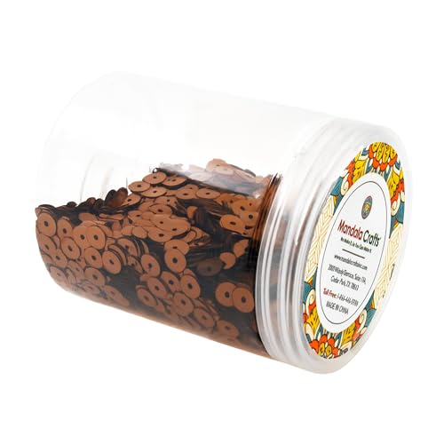 Mandala Crafts 6mm Flat Round Brown Sequins for Sewing Embroidery - color: Brown, size: 6mm Flat Sequins