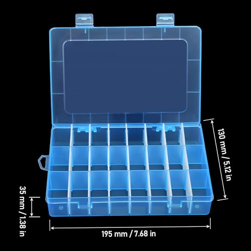 KINJOEK 8 Pack 24 Grids Plastic Bead Organizer, Adjustable Dividers Diamond Painting Jewelry Craft Bead Storage Case, Colors Small Fishing Tackle Box Organizer for Sewing Cross Stitch Accessories - color: Colored, size: 24Grid 8PCS