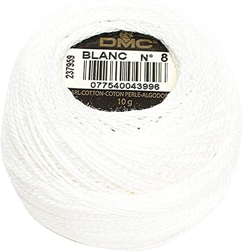 3 Counts DMC 116/8 Pearl Cotton Thread Balls (Black,White,Cream) - Black(310) Bundle with DMC Pearl Cotton Ball White (Blanc) and Cream (712), Size 8, Length 87 Yards, Inceler Supplies