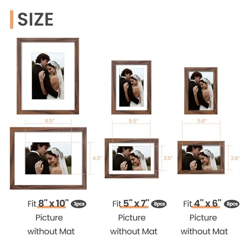 upsimples Picture Frames set of 19, Including 8x10, 5x7, 4x6 Brown Frame - color: Brown