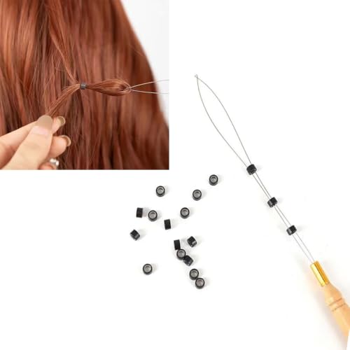 12Pcs Micro Ring Hair Extension Loop Needle Threader, Feather Wire Pulling Hook Tool for Silicone Microlink Nano Beads Cold Fusion Hair Extensions (12Pcs) - size: 12Pcs