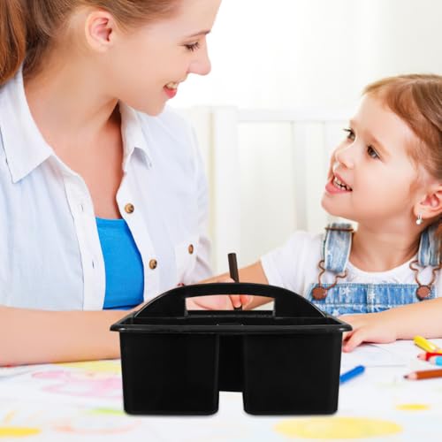NUOBESTY Classroom Storage Caddy with Handle Portable 3 Compartment Art Supplies Caddy Plastic Organizer with Handle for Teacher Supply Storage Kids Craft Organizer Office and Home Use
