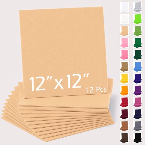 12" x 12" Felt Sheets for Crafts, 2mm Stiff Felt Fabric (12 Pcs), Nude - color: Nude