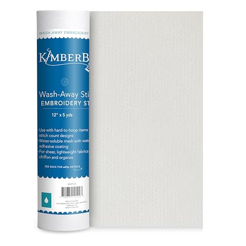 Kimberbell Wash Away Stabilizer - Wash Away Stabilizer for Embroidery, Sticky Back Stabilizer for Machine Embroidery, Water Soluble Stabilizer for Embroidery, 20"x5" Yd Roll, No Residue