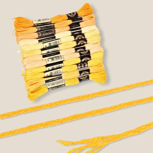 12 Skeins 6 Strands Yellow Embroidery Thread for Hand Sewing - color: Yellow